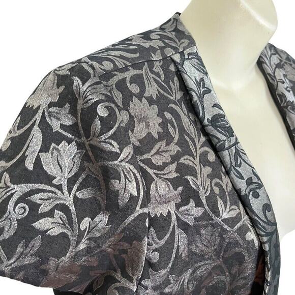 JR Nites Womens Silver Black Bolero Cap Sleeve Jacket Open Whimsigoth Y2K sz 12 - Picture 3 of 16